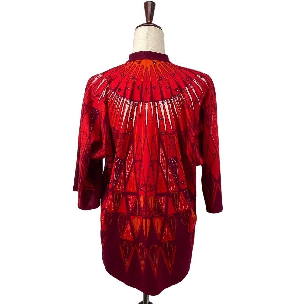 Vintage Maud Fudin Fredholm Boutique Sweden Button Front Bat Wing Jacket M Red - Picture 7 of 10
